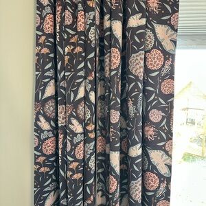 Floral Patterned Curtains - urban bronze and Pink